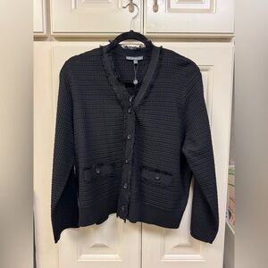 Adrianna Papell Black Textured Button-Up Cardigan - NWT